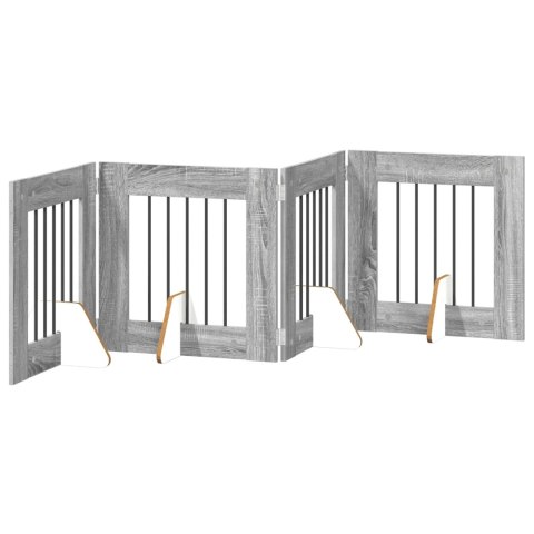 VidaXL Bramka dla psów z podpórkami 4 pcs Szary Sonoma 60 x 60 cm