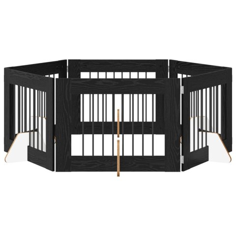 VidaXL Bramka dla psów z podpórkami 6 pcs Czarny dąb 80 x 60 cm