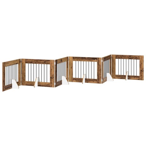 VidaXL Bramka dla psów z podpórkami 6 pcs Stare drewno 80 x 60 cm