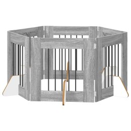 VidaXL Bramka dla psów z podpórkami 6 pcs Szary Sonoma 60 x 60 cm