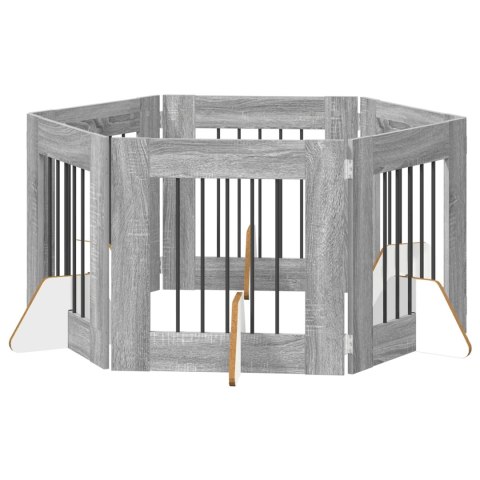 VidaXL Bramka dla psów z podpórkami 6 pcs Szary Sonoma 60 x 60 cm