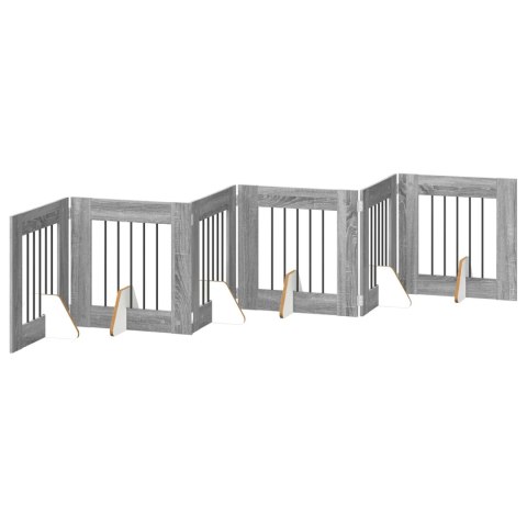 VidaXL Bramka dla psów z podpórkami 6 pcs Szary Sonoma 60 x 60 cm