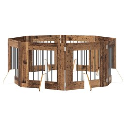 VidaXL Bramka dla psów z podpórkami 8 pcs Stare drewno 60 x 60 cm