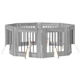 VidaXL Bramka dla psów z podpórkami 8 pcs Szary Sonoma 60 x 60 cm