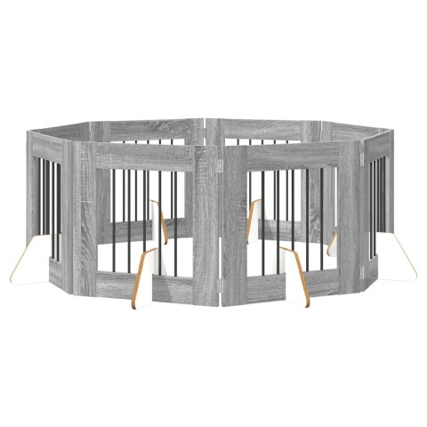VidaXL Bramka dla psów z podpórkami 8 pcs Szary Sonoma 60 x 60 cm
