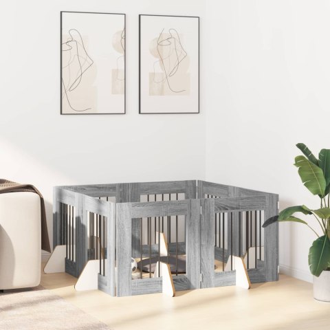 VidaXL Bramka dla psów z podpórkami 8 pcs Szary Sonoma 60 x 60 cm