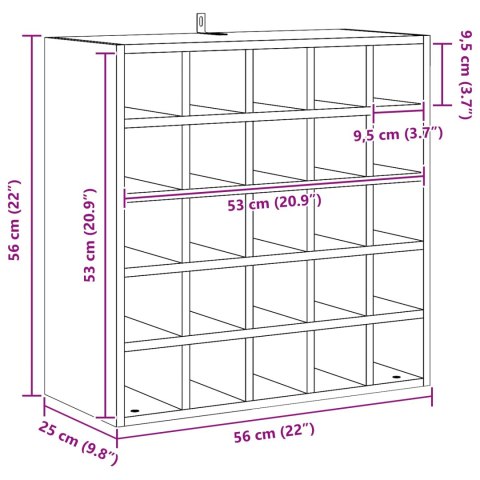 VidaXL Regał na wino 2 pcs Naturalny 56 x 25 x 56 cm
