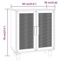 VidaXL Komoda, czarna, 60x30x70 cm, lita sosna i naturalny rattan