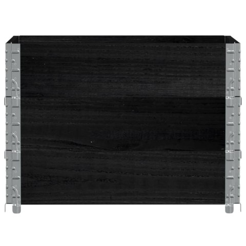 VidaXL Nadstawki paletowe, 3 szt., czarne, 80x60 cm, drewno sosnowe