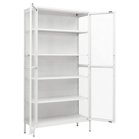 VidaXL Witryna, biała, 90x40x180 cm, stal i hartowane szkło