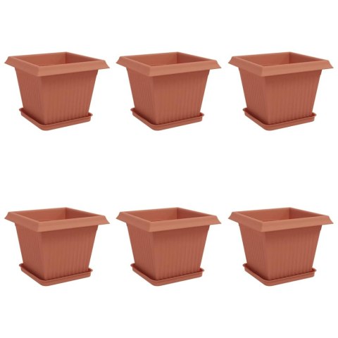 VidaXL Doniczki 6 pcs Czerwony ceglasty 33 x 33 x 26 cm