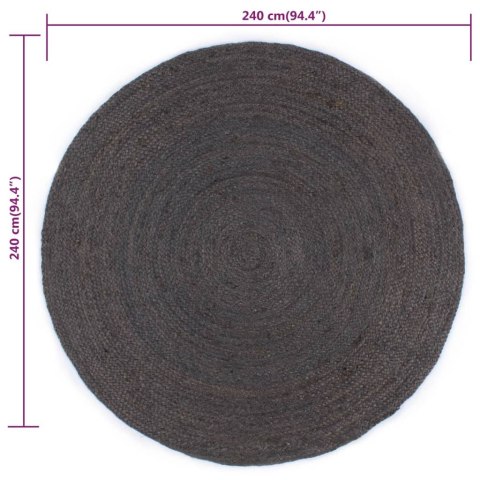 VidaXL Ręcznie robiony dywan z juty, okrągły, 240 cm, ciemnoszary