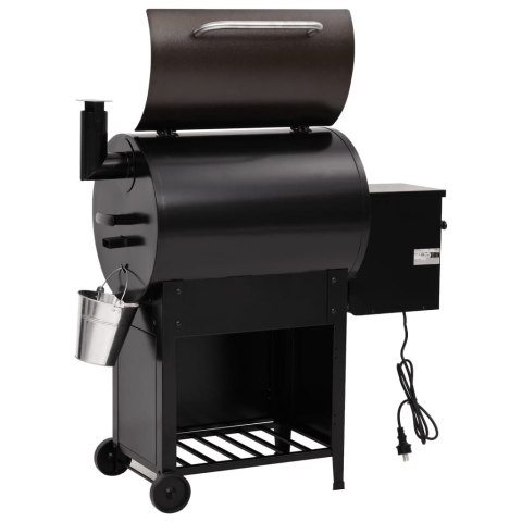 GRILL NA PELLET Z KOMINEM WĘDZARNIA 6W1 ŻELAZNY CZARNY DUŻY RUSZT 104 CM