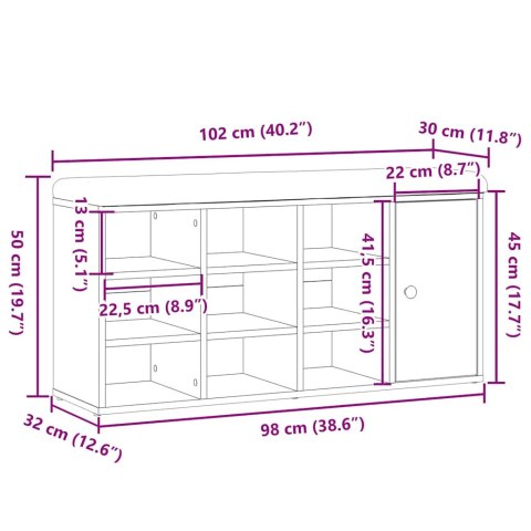 VidaXL Ławka na buty Stare drewno 102x32x50 cm Drewno klejone