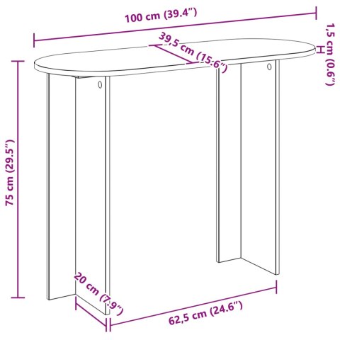 VidaXL Konsola Czarny dąb 100 x 39,5 x 75 cm Drewno inżynieryjne