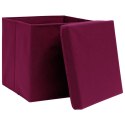 VidaXL Pudełka z pokrywami 10 szt. ciemnoczerwone 32x32x32 cm, tkanina
