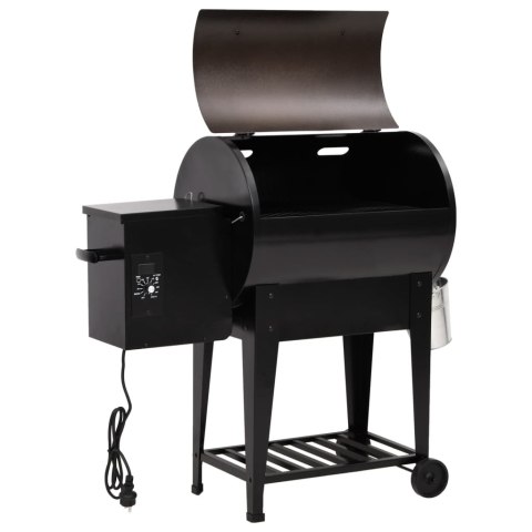 VidaXL Grill na pellet, z dolną półką, czarny, 94 cm, żelazo