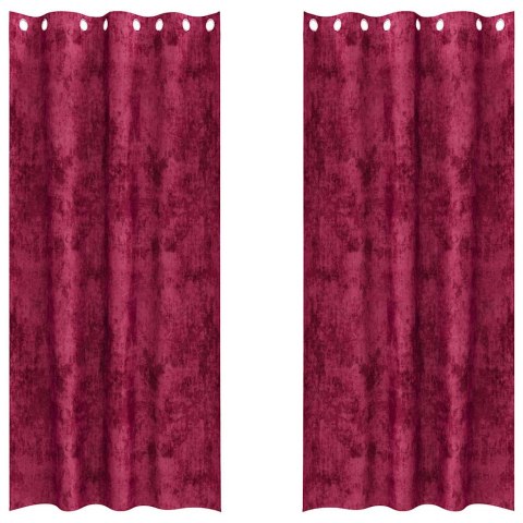 VidaXL Zasłony z weluru 2 pcs Czerwone wino 260 x 140 cm Aksamit