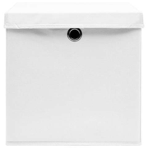 VidaXL Pudełka z pokrywami, 10 szt., białe, 32x32x32 cm, tkanina