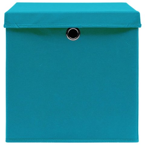 VidaXL Pudełka z pokrywami, 10 szt., błękitne, 32x32x32 cm, tkanina