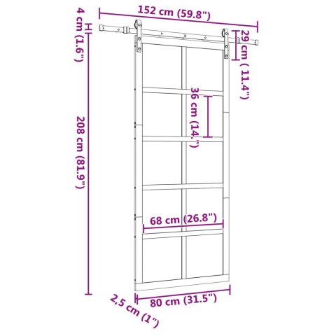 DRZWI PRZESUWNE NATURALNY 80X208CM LITE DREWNO SOSNOWE