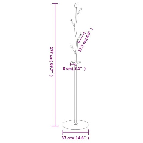 VidaXL Wieszak na płaszcze, biały, 177 cm, malowane proszkowo żelazo