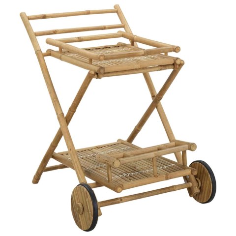VidaXL Wózek do herbaty z kółkami Naturalny 79 x 67.5 x 84 cm Bambus