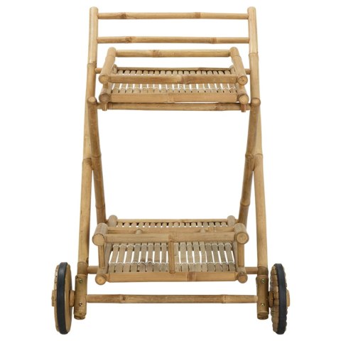 VidaXL Wózek do herbaty z kółkami Naturalny 79 x 67.5 x 84 cm Bambus
