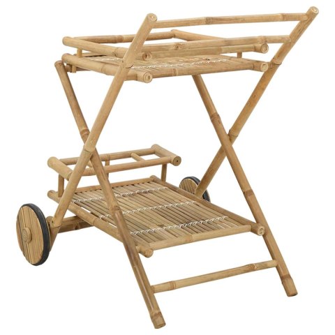 VidaXL Wózek do herbaty z kółkami Naturalny 79 x 67.5 x 84 cm Bambus