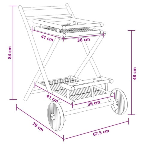 VidaXL Wózek do herbaty z kółkami Naturalny 79 x 67.5 x 84 cm Bambus