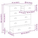 VidaXL Komoda ASKIM Brązowy 91 x 40 x 95,5 cm Lite drewno sosnowe
