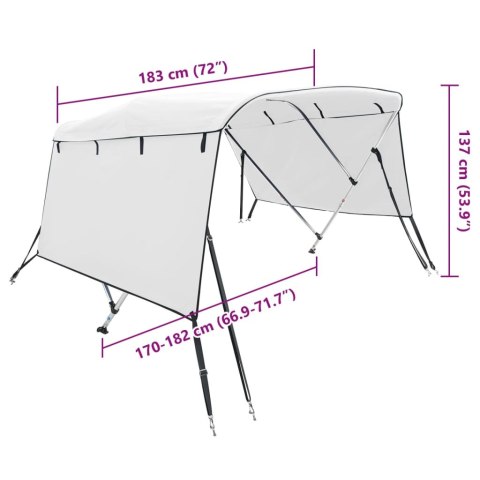 VidaXL Daszek bimini ze ściankami, 3 pałąki, 183x(170-182)x137 cm