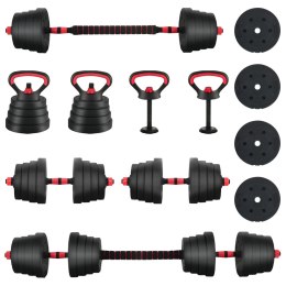 VidaXL Zestaw hantli 4 w 1 40kg Czarny i czerwony