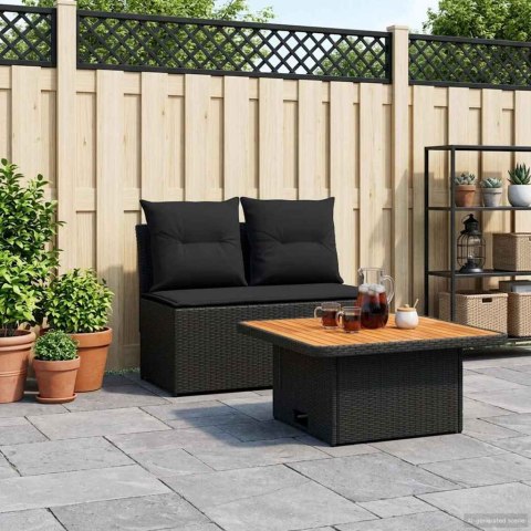 2 SZTUKA ŚRODKOWA SOFA OGRODOWA Z PODNOSZONYM STOLIKIEM