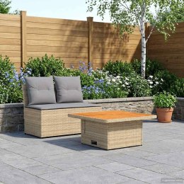 2 SZTUKA ŚRODKOWA SOFA OGRODOWA Z PODNOSZONYM STOLIKIEM