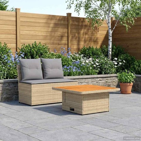 2 SZTUKA ŚRODKOWA SOFA OGRODOWA Z PODNOSZONYM STOLIKIEM
