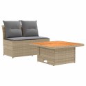 2 SZTUKA ŚRODKOWA SOFA OGRODOWA Z PODNOSZONYM STOLIKIEM