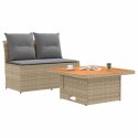 2 SZTUKA ŚRODKOWA SOFA OGRODOWA Z PODNOSZONYM STOLIKIEM