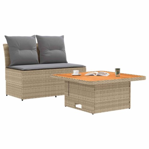 2 SZTUKA ŚRODKOWA SOFA OGRODOWA Z PODNOSZONYM STOLIKIEM