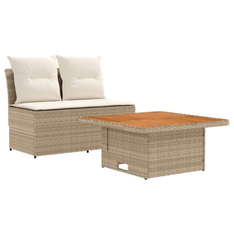 2 SZTUKA ŚRODKOWA SOFA OGRODOWA Z PODNOSZONYM STOLIKIEM