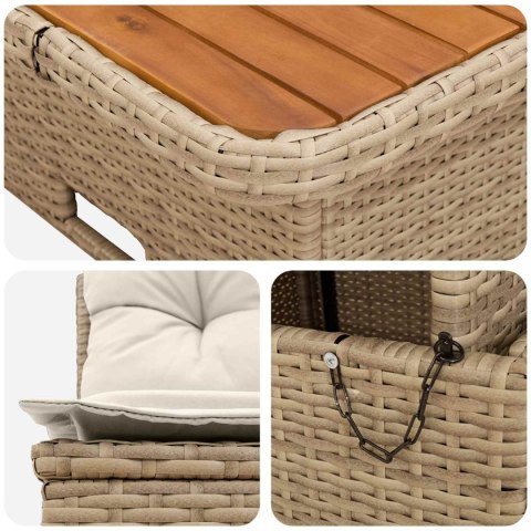 2 SZTUKA ŚRODKOWA SOFA OGRODOWA Z PODNOSZONYM STOLIKIEM