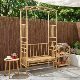 VidaXL Łuk ogrodowy z ławką Naturalny 115 x 50 x 205 cm Bambus
