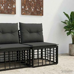 VidaXL Modularna ogrodowa sofa bez podłokietników Czarny polirattan