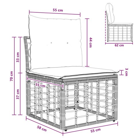 VidaXL Modularna ogrodowa sofa bez podłokietników naturalny polirattan