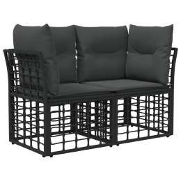VidaXL Ogrodowy loveseat 2 pcs Czarny i Ciemnoszary polirattan