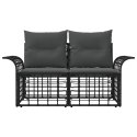 VidaXL Ogrodowy loveseat 2 pcs Czarny i Ciemnoszary polirattan
