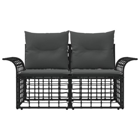 VidaXL Ogrodowy loveseat 2 pcs Czarny i Ciemnoszary polirattan