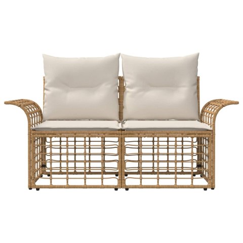 VidaXL Ogrodowy loveseat 2 pcs Naturalny i Kremowy Biały polirattan