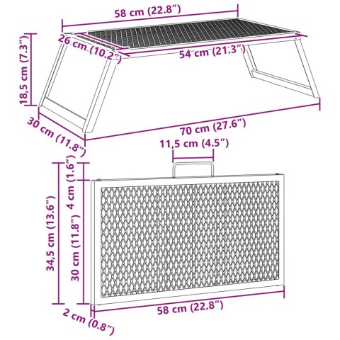 VidaXL Składany Grill Campingowy Czarny 58 x 31 x 2 cm Stal stopowa