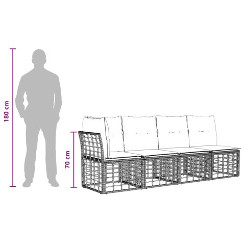 VidaXL Sofa ogrodowa 4-osobowa z lewym podłokietnikiem 4 pcs